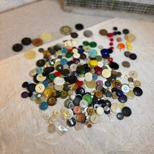 Vintage Estate Buttons & Notion Lot - Celluloid, Shell, Glass, Buckles - 125+ Pc